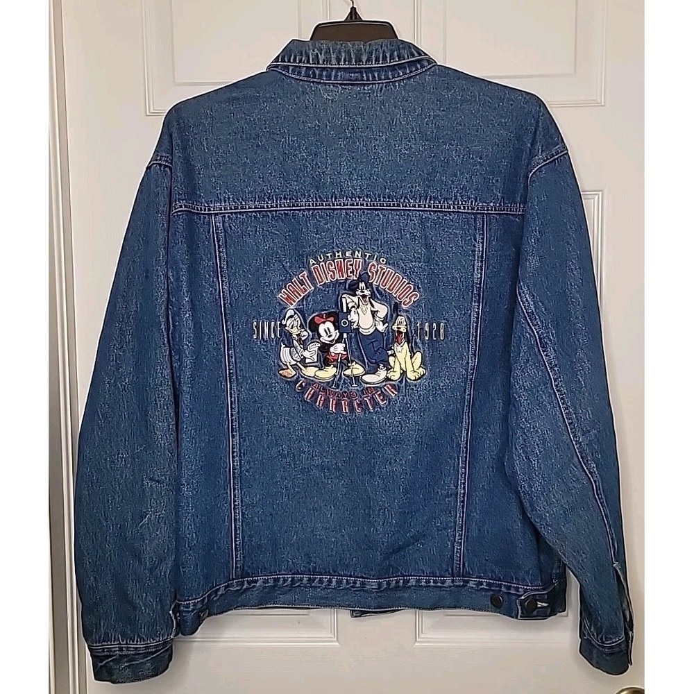 Walt‎ Disney Studios VTG 90's Embroidered Jean Jacket Pluto Goofy Mickey Large